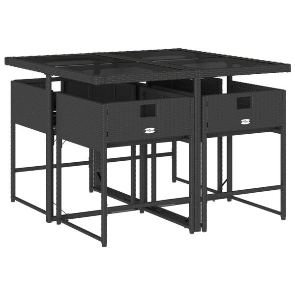 vidaXL Set da Pranzo da Giardino 5 pz Nero con Cuscini in Polyrattan