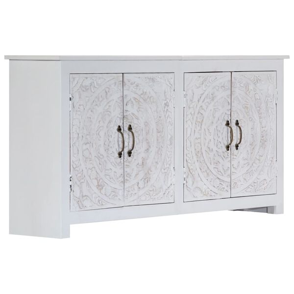vidaXL Credenza Artigianale Bianca 140x30x70 cm Legno Massello Acacia