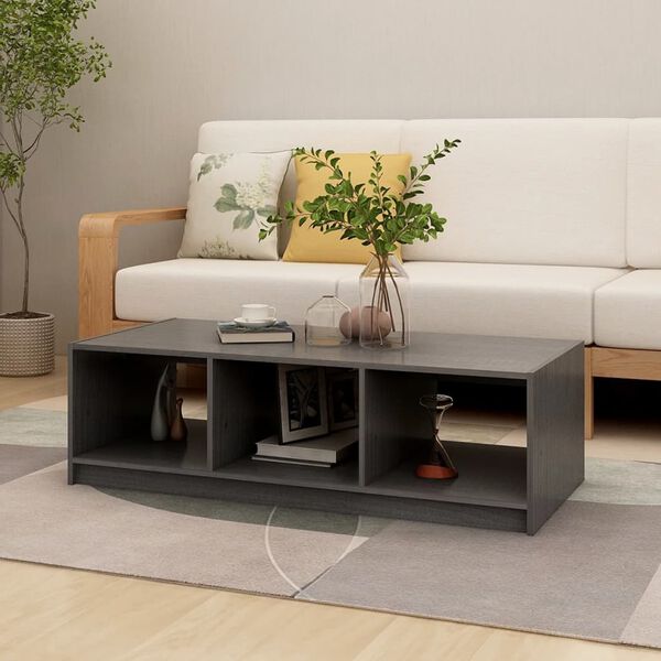 vidaXL Tavolino da Salotto Grigio 110x50x34 cm Legno Massello di Pino