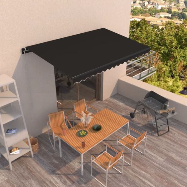 vidaXL Tenda da Sole Retrattile Manuale 400x350 cm Antracite