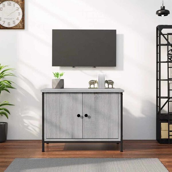 vidaXL Mobile TV con Ante Grigio Sonoma 60x35x45 cm Legno Multistrato