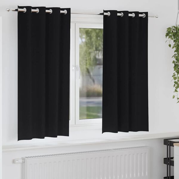 vidaXL Tende Blackout con Anelli 2 pcs Nero 175 x 140 cm Poliestere