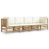 vidaXL Set Salotto da Giardino 4pz con Cuscini Bianco Crema in Bamb&ugrave;