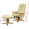 vidaXL Poltrona con Poggiapiedi Crema in Similpelle