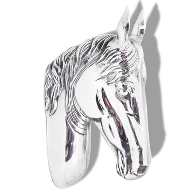 vidaXL Decorazione Testa Cavallo Ganci a Parete Alluminio Argentato