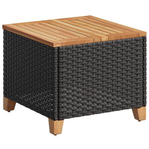 vidaXL Tavolo da Giardino Nero 45x45x37cm in Polyrattan e Legno Acacia