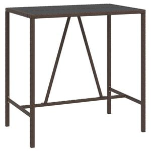 vidaXL Tavolo Bar con Piano in Vetro Marrone 110x70x110 cm Polyrattan