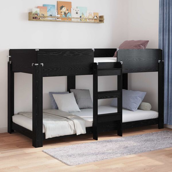 vidaXL Letto a Castello per Bambini Rovere Nero 100 x 190 cm