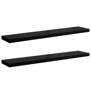 vidaXL Scaffali a Parete 2 pz Nero Lucido 120x23,5x3,8 cm in MDF
