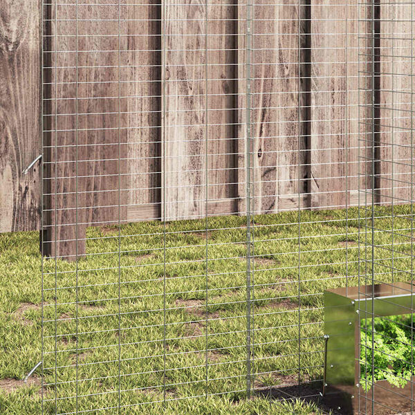 vidaXL Gabbia per Conigli Argento 400 x 100 x 210 cm Acciaio zincato