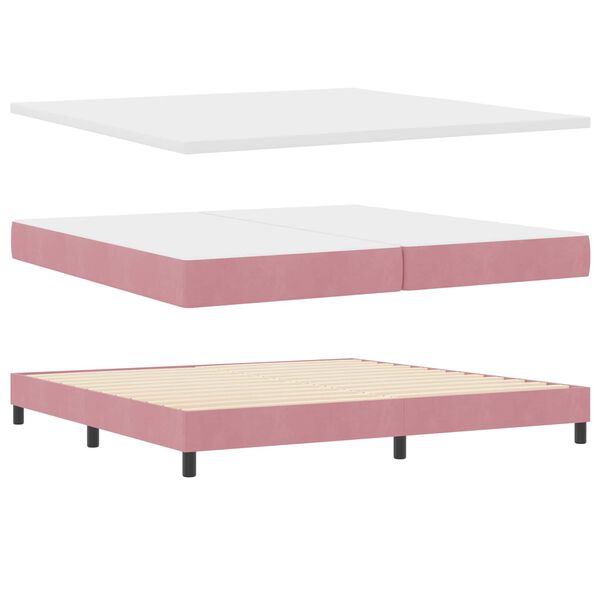 vidaXL Letto a molle con materasso Rosa 200 x 200 cm Poliestere