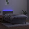 vidaXL Letto a Molle con Materasso e LED Grigio Chiaro 90x200 cm Velluto
