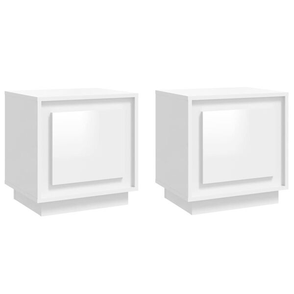 vidaXL Comodini 2 pz Bianco Lucido 44x35x45 cm in Legno Multistrato