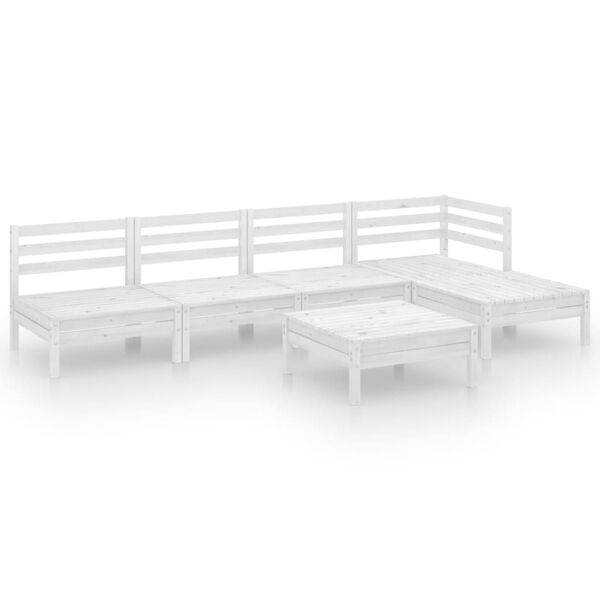 vidaXL Set Salotto da Giardino 6 pz in Legno Massello di Pino Bianco