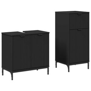 vidaXL Set di mobili per il bagno con cassetto con porta 2 pcs Nero