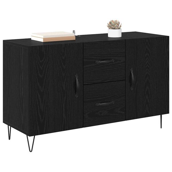 vidaXL Credenza Rovere Nero 100 x 36 x 60 cm Legno multistrato
