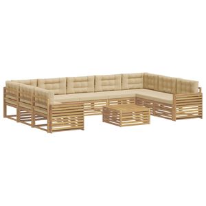 vidaXL Set di divani da esterno 10 pz Bianco e Beige