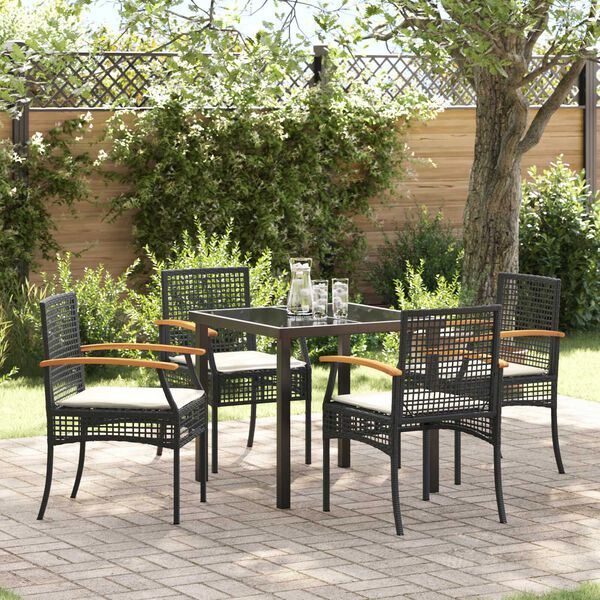 vidaXL Set da Pranzo per Giardino 5 pcs Nero polyrattan