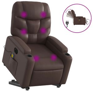 vidaXL Poltrona Alzapersona Elettrica Reclinabile Marrone Similpelle