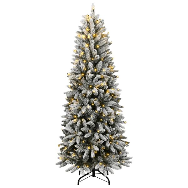 vidaXL Albero di Natale Artificiale con 300 LED e Neve Floccata 240 cm