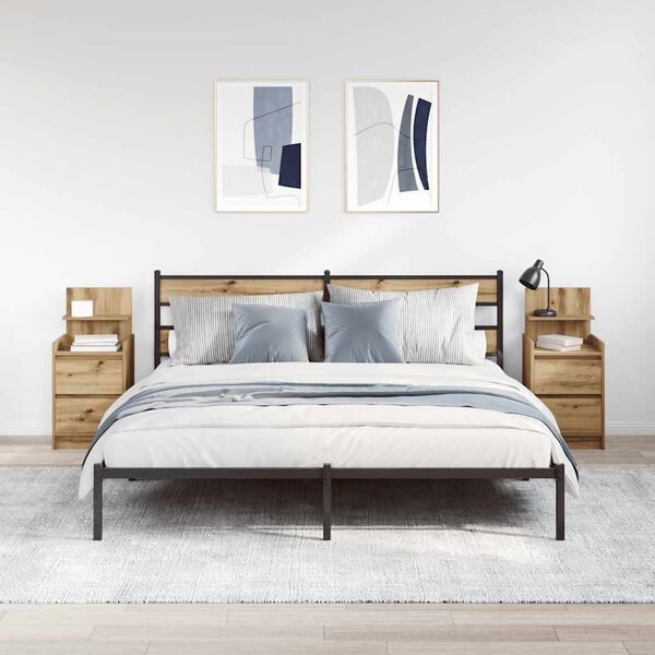 vidaXL Comodini con 2 Cassetti 2 pz Rovere Artigianale 38x34x80 cm