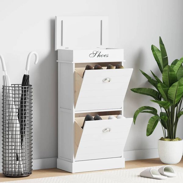 vidaXL Scarpiera Bianca 50x28x98 cm in Legno di Paulownia