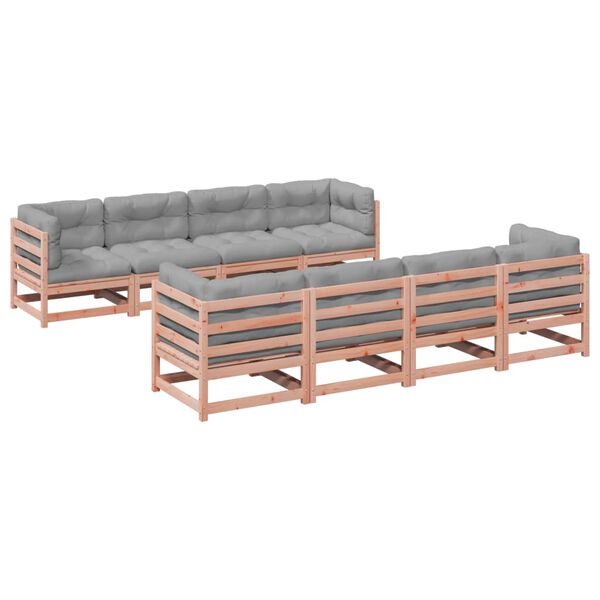 vidaXL Set Divani Giardino 9 pz Cuscini Legno Massello Abete Douglas