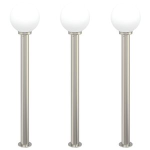 vidaXL Lampioni a palo 3 pz 120 cm Acciaio Inox IP44