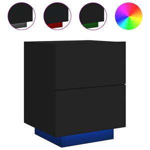 vidaXL Comodino con Luci LED Nero in Legno Multistrato