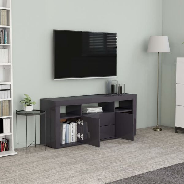 vidaXL Mobile Porta TV Grigio Lucido 120x30x50 cm in Legno Multistrato