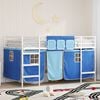 vidaXL Struttura del Letto Loft per Bambini con Tendine Bianco e Blu