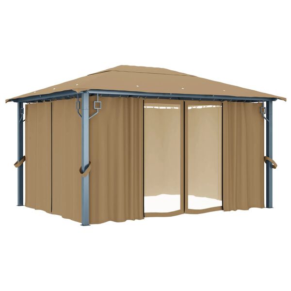vidaXL Gazebo con Tenda 400x300 cm Grigio Talpa in Alluminio