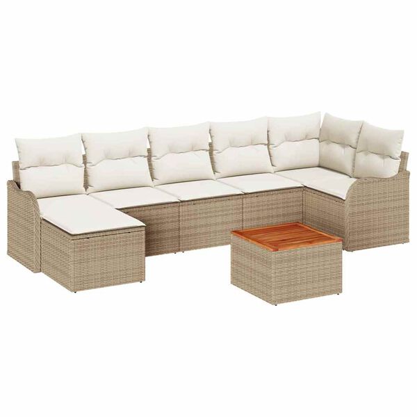vidaXL Set Divano da Giardino 8 pcs Beige Poly Rattan
