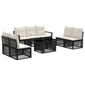 vidaXL Set Divano da Giardino 8 pz Nero e Bianco Crema polyrattan