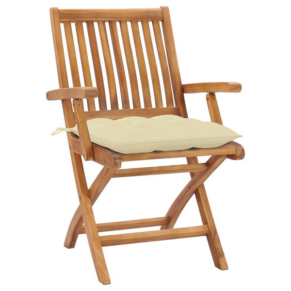 vidaXL Sedie da Giardino 2 pz Cuscini Bianco Crema in Massello di Teak