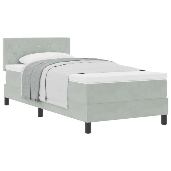 vidaXL Letto a molle con materasso Grigio chiaro 90 x 190 cm Velluto