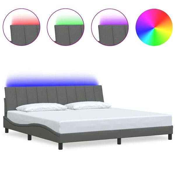 vidaXL Giroletto senza Materasso Hanko Grigio Scuro 200x200 cm Tessuto