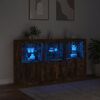 vidaXL Credenza con Luci LED Rovere Fumo 181,5x37x100 cm