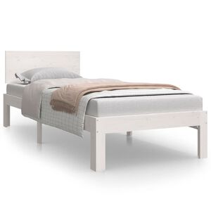 vidaXL Giroletto Bianco in Legno Massello 75x190 cm Small Single