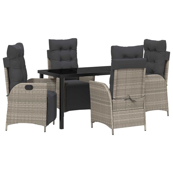 vidaXL Set da Pranzo per Giardino 5 pcs Grigio chiaro polyrattan