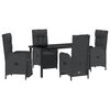 vidaXL Set da Pranzo per Giardino 5 pz Nero polyrattan