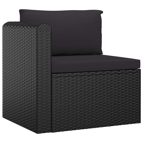 vidaXL Set Divani da Giardino 11 pz con Cuscini in Polyrattan Nero
