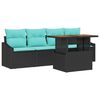 vidaXL Set Divano da Giardino 5 pz 4-Numero di posti Nero e Teal