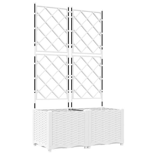 vidaXL Vaso da giardino 2 pcs Bianco 80 x 40 x 143 cm Acciaio