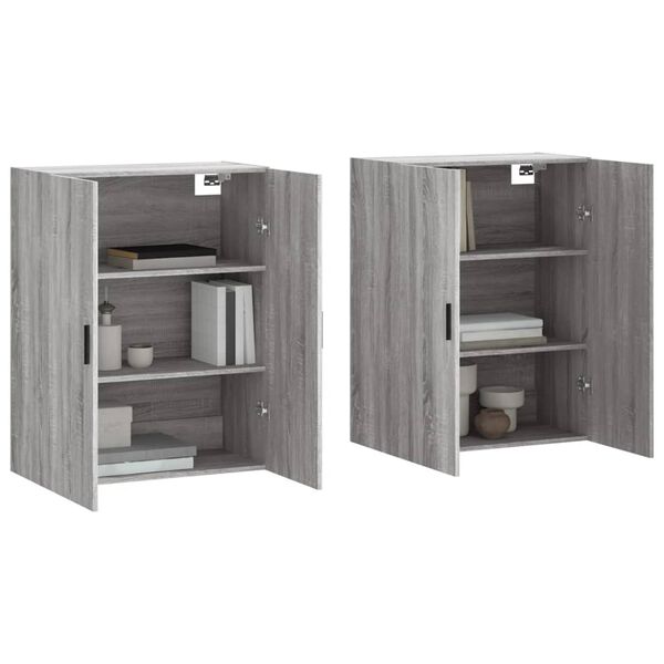 vidaXL Mobili a Parete 2 pz Grigio Sonoma 69,5x34x90 cm