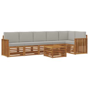 vidaXL Set di divani da esterno 7 pz Grigio Naturale e Chiaro