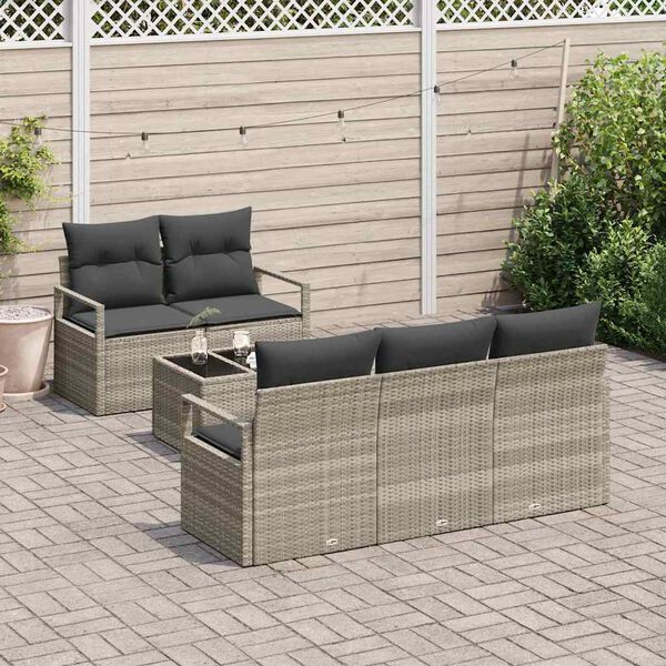 vidaXL Set di divani 6 pcs Grigio chiaro e grigio scuro polyrattan