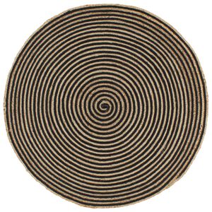 vidaXL Tappeto Lavorato a Mano in Juta Design a Spirale Nero 90 cm