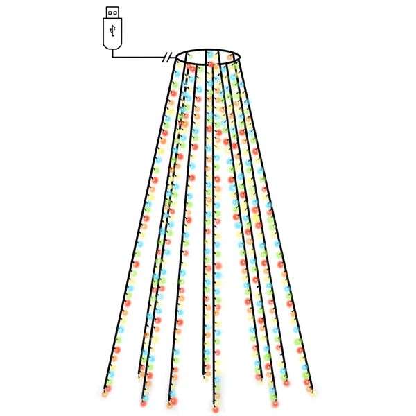 vidaXL Rete di Luce per Albero di Natale 400 LED Multicolori 400 cm