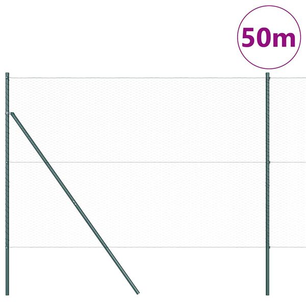 vidaXL Palo della recinzione Verde 50 x 1,5 m (maglia da 25 mm)